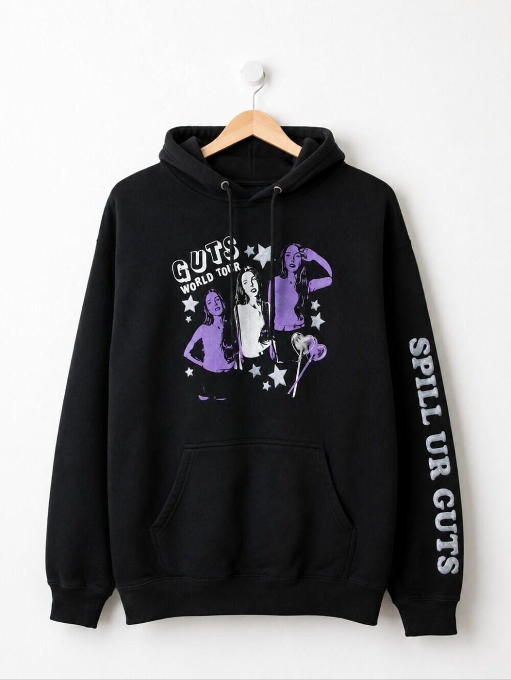 Olivia Rodrigo GUTS World Tour Black Hoodie "Spill Ur Guts" Unisex Hoodie